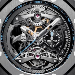 The 44 mm copy Audemars Piguet Royal Oak Concept 26587TI.OO.D031CA.01 watches have skeleton dials.