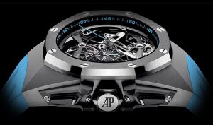 The sturdy fake Audemars Piguet Royal Oak Concept 26587TI.OO.D031CA.01 watches are made from titanium.