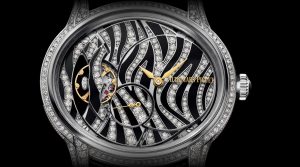 The 39.5 mm copy Audemars Piguet Millenary 77249BC.ZZ.A102CR.01 watches have off-central dials with tourbillons.