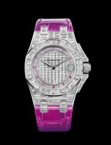 The luxury copy Audemars Piguet Royal Oak Offshore 67543BC.ZZ.DXXXCR.01 watches are decorated with diamonds.