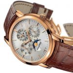 The rose gold copy watches have silvery dials.