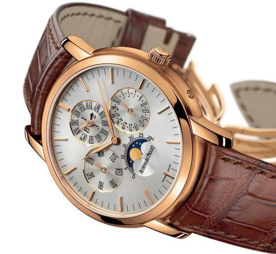 The rose gold copy watches have silvery dials.